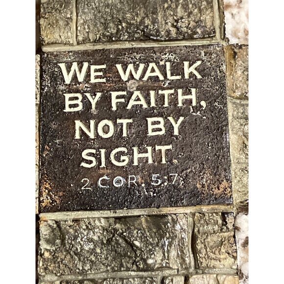 Decorative Stone-Look Cross Wall Hanging "We Walk By Faith Not By Sight" 2 Cor. - Picture 2 of 9